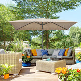 Outsunny 3x2m Patio Parasol Garden Umbrellas Canopy with Aluminium Tilt Crank Rectangular Sun Shade Steel, Khaki