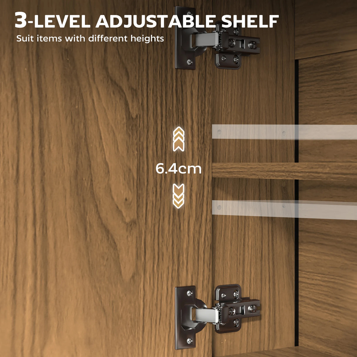 HOMCOM Bathroom Mirror Cabinet with Soft-Close Doors and Adjustable Shelf - Natural Wood Finish