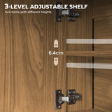 HOMCOM Bathroom Mirror Cabinet with Soft-Close Doors and Adjustable Shelf - Natural Wood Finish