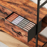 HOMCOM 6-in-1 Industrial-Style Hallway Organiser - Brown/Black
