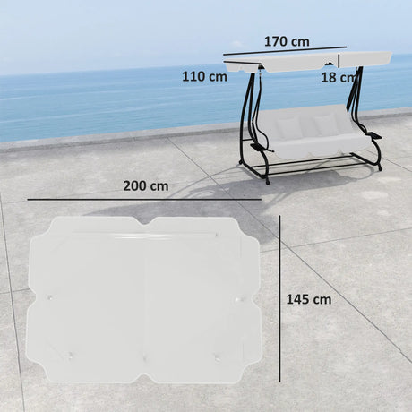 Outsunny 145 x 200Wcm Swing Chair Canopy Replacement - Light Grey
