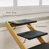 PawHut Adjustable Dog Steps Dog Ramp, 4-Step Non-slip Pet Stairs for Large Sized Dogs, Foldable Dog Stairs for Bed Sofa