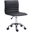 HOMCOM Adjustable Swivel Office Chair with Armless Mid-Back in PU Leather and Chrome Base - Black