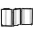 PawHut Foldable Dog Gate, Freestanding Pet Gate, with Two Support Feet, for Staircases, Hallways, Doorways - Black