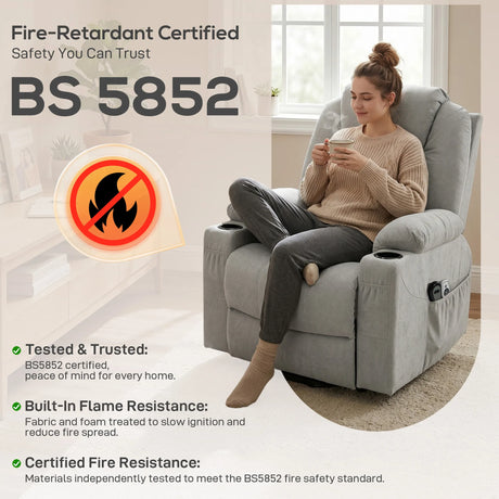 HOMCOM Power Lift Recliner Chair with Pocket Spring, Electric Lift Chair with Wide Backrest, Light Grey