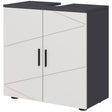 kleankin Under Sink Bathroom Cabinet, Bathroom Vanity Unit, Basin Storage Cupboard with Double Doors and Shelf, 10W x 20Dcm "U" Cut-Out, Light Grey