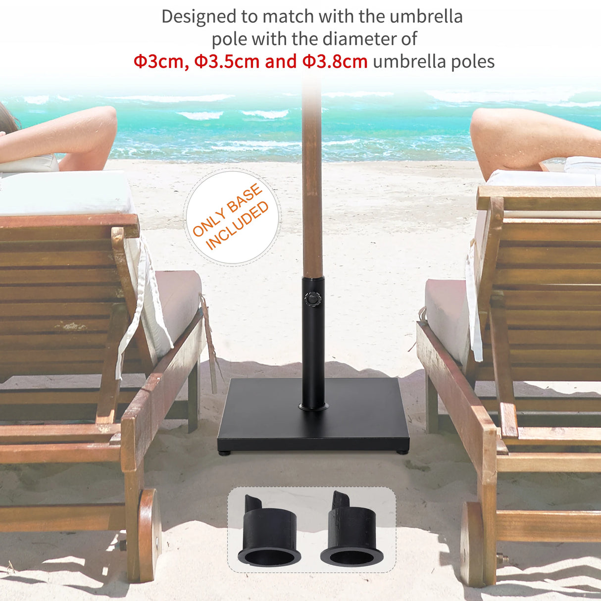 Outsunny 35/38/48MM 18KG Steel Square Parasol Stand Base w/ Adjustable Knob Umbrella Stand Garden Patio Outdoor Home, Black