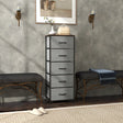 HOMCOM Fabric Chest of Drawers, Industrial Bedroom Dresser with 5 Fabric Drawers, Steel Frame and Wooden Top for Nursery, Living Room, Hallway, Rustic Brown and Grey