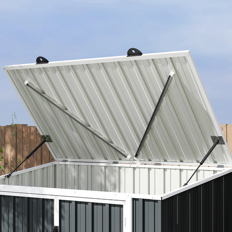 Outsunny 5ft x 3ft Garden 2-Bin Steel Storage Shed, Double Rubbish Storage Shed, Hide Dustbin w/ Locking Doors and Openable Lid