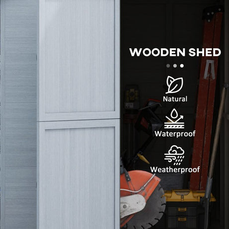 Outsunny 6 x 6.5ft Wooden Garden Shed, with Floor - Grey