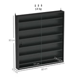 HOMCOM Six Shelf Display Cabinet, with Glass Doors - Black