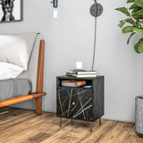 HOMCOM Elegant Bedside with Storage - Black/Gold Tone