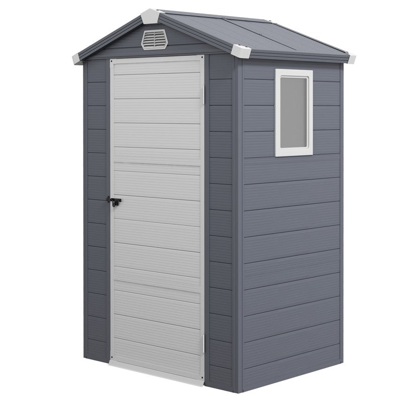 Outsunny 4.4ft x 3.3ft size Aluminium Frame and Plastic Wall Shed, with Foundation - Grey