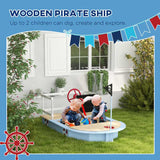 Outsunny Wooden Kids Sandbox, Pirate Ship Design - Blue