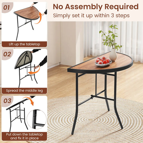 Half-Round Folding Event Table with Metal Frame