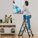 2 in 1 Hand Truck and Ladder Combo with Rubber Wheels, Handle for Warehouse, Garage, Home