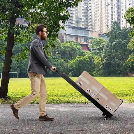 2 in 1 Hand Truck and Ladder Combo with Rubber Wheels, Handle for Warehouse, Garage, Home