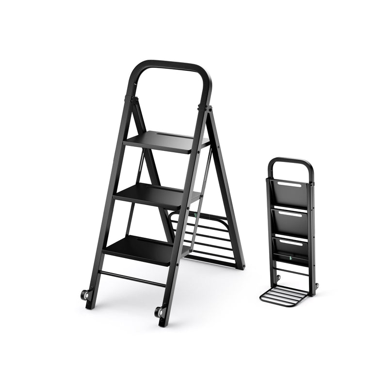 2 in 1 Hand Truck and Ladder Combo with Rubber Wheels, Handle for Warehouse, Garage, Home