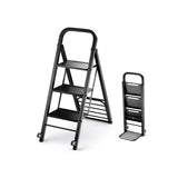2 in 1 Hand Truck and Ladder Combo with Rubber Wheels, Handle for Warehouse, Garage, Home