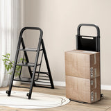 2 in 1 Hand Truck and Ladder Combo with Rubber Wheels, Handle for Warehouse, Garage, Home