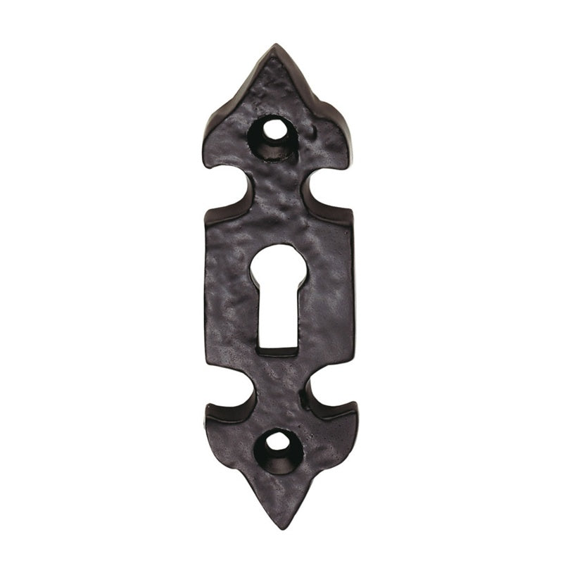 ESCUTCHEON - LOCK PROFILE FLEUR DE LYS FACE FIX - BLACK ANTIQUE - 84 X 25 - EACH