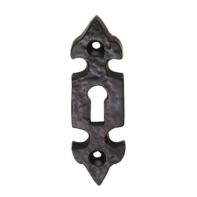 ESCUTCHEON - LOCK PROFILE FLEUR DE LYS FACE FIX - BLACK ANTIQUE - 84 X 25 - EACH