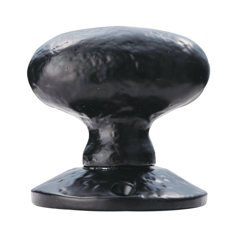 OVAL MORTICE KNOB FURNITURE - BLACK ANTIQUE - 60 MM DIA - PAIR