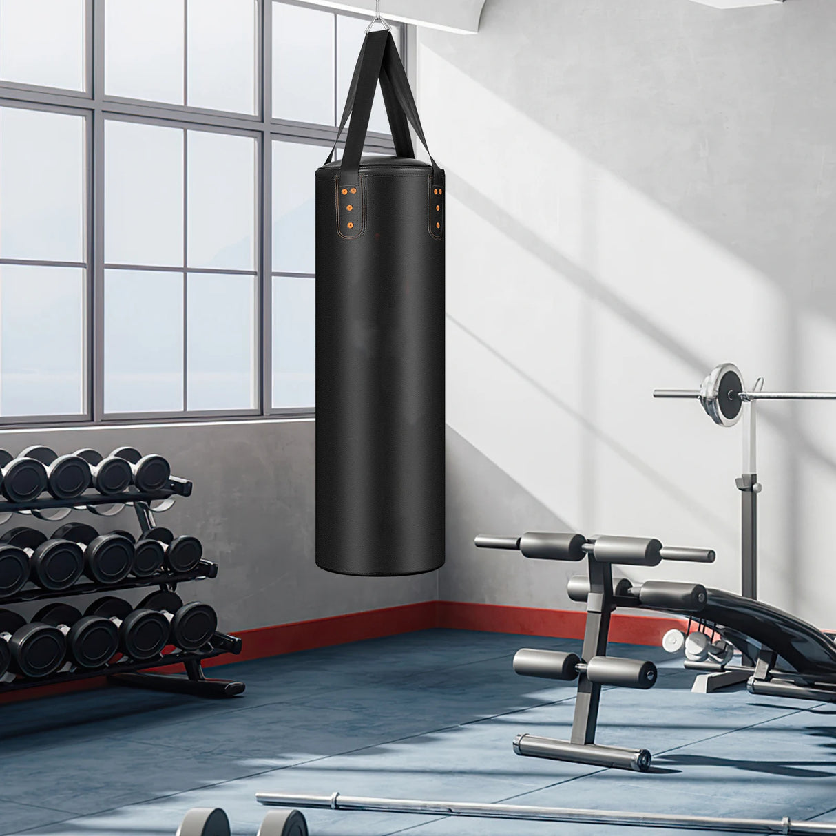 4-In-1 Hanging Punching Bag Set with Punching Gloves and Ceiling Hook