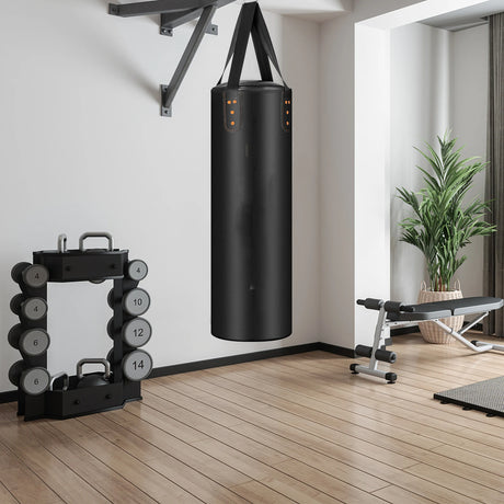 4-In-1 Hanging Punching Bag Set with Punching Gloves and Ceiling Hook