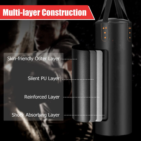 4-In-1 Hanging Punching Bag Set with Punching Gloves and Ceiling Hook