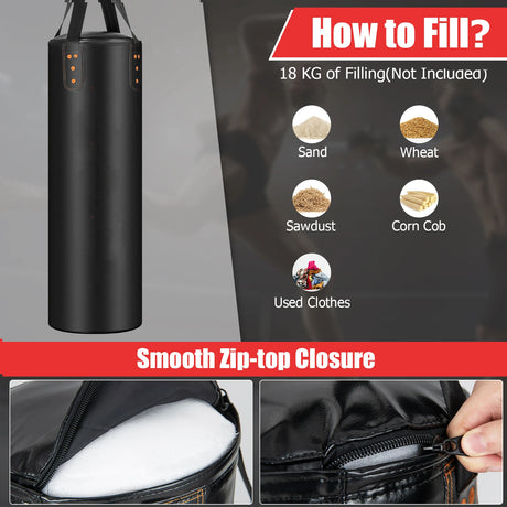 4-In-1 Hanging Punching Bag Set with Punching Gloves and Ceiling Hook