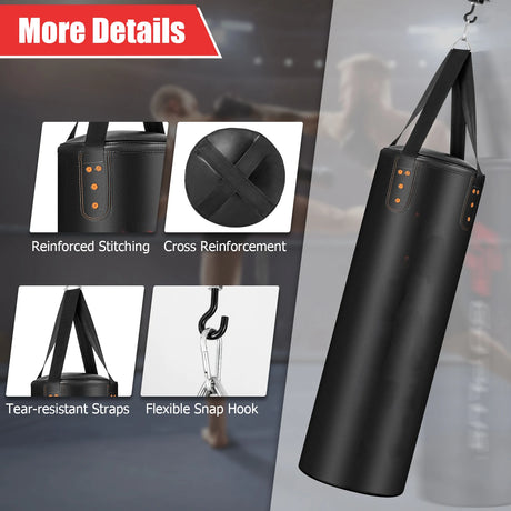 4-In-1 Hanging Punching Bag Set with Punching Gloves and Ceiling Hook