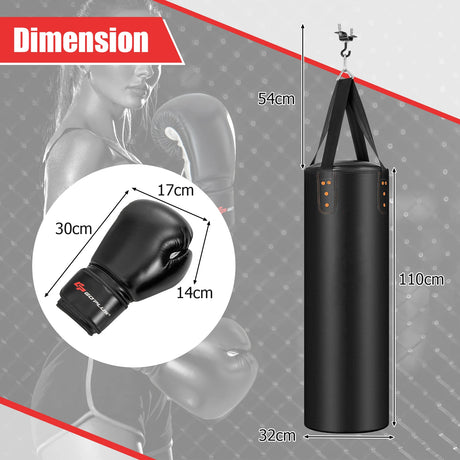 4-In-1 Hanging Punching Bag Set with Punching Gloves and Ceiling Hook