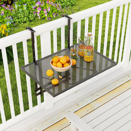 Railing Folding Table with 5-Level Adjustable Heights