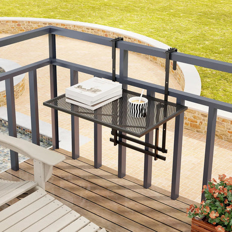 Railing Folding Table with 5-Level Adjustable Heights