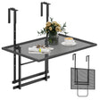 Railing Folding Table with 5-Level Adjustable Heights