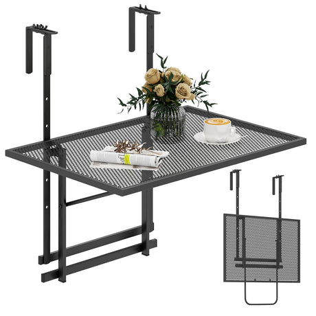Railing Folding Table with 5-Level Adjustable Heights