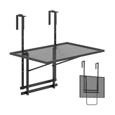 Railing Folding Table with 5-Level Adjustable Heights