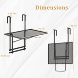 Railing Folding Table with 5-Level Adjustable Heights
