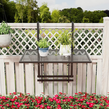 Railing Folding Table with 5-Level Adjustable Heights