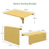 Wooden Folding Wall-Mounted Drop Leaf Table-Natural