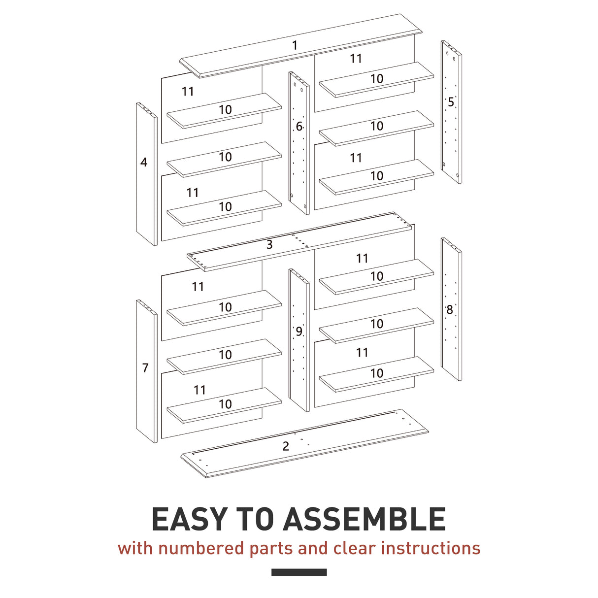 HOMCOM 16-Compartment Media Shelf- White