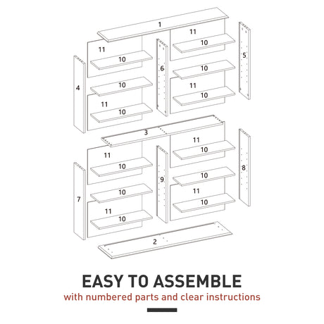 HOMCOM 16-Compartment Media Shelf- White