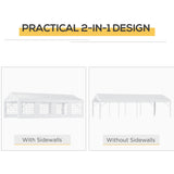 Outsunny 8m x 4m Garden Gazebo Marquee Party Tent Wedding Portable Garage Carport Event shelter Car Canopy Outdoor Heavy Duty Steel Frame Waterproof Rot Resistant