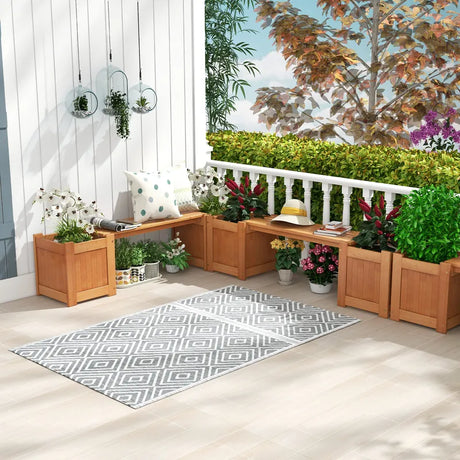 Hardwood Planter Box with Bench for Garden Yard Balcony