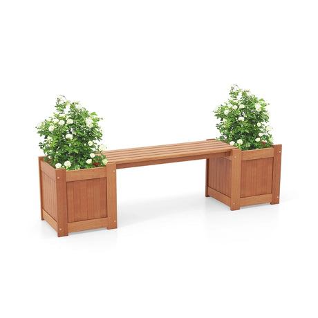 Hardwood Planter Box with Bench for Garden Yard Balcony