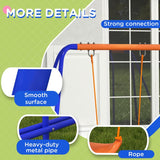 Outsunny Four-In-One Metal Garden Swing Set, with Double Swings, Glider, Slider, Ladder - Orange and Blue