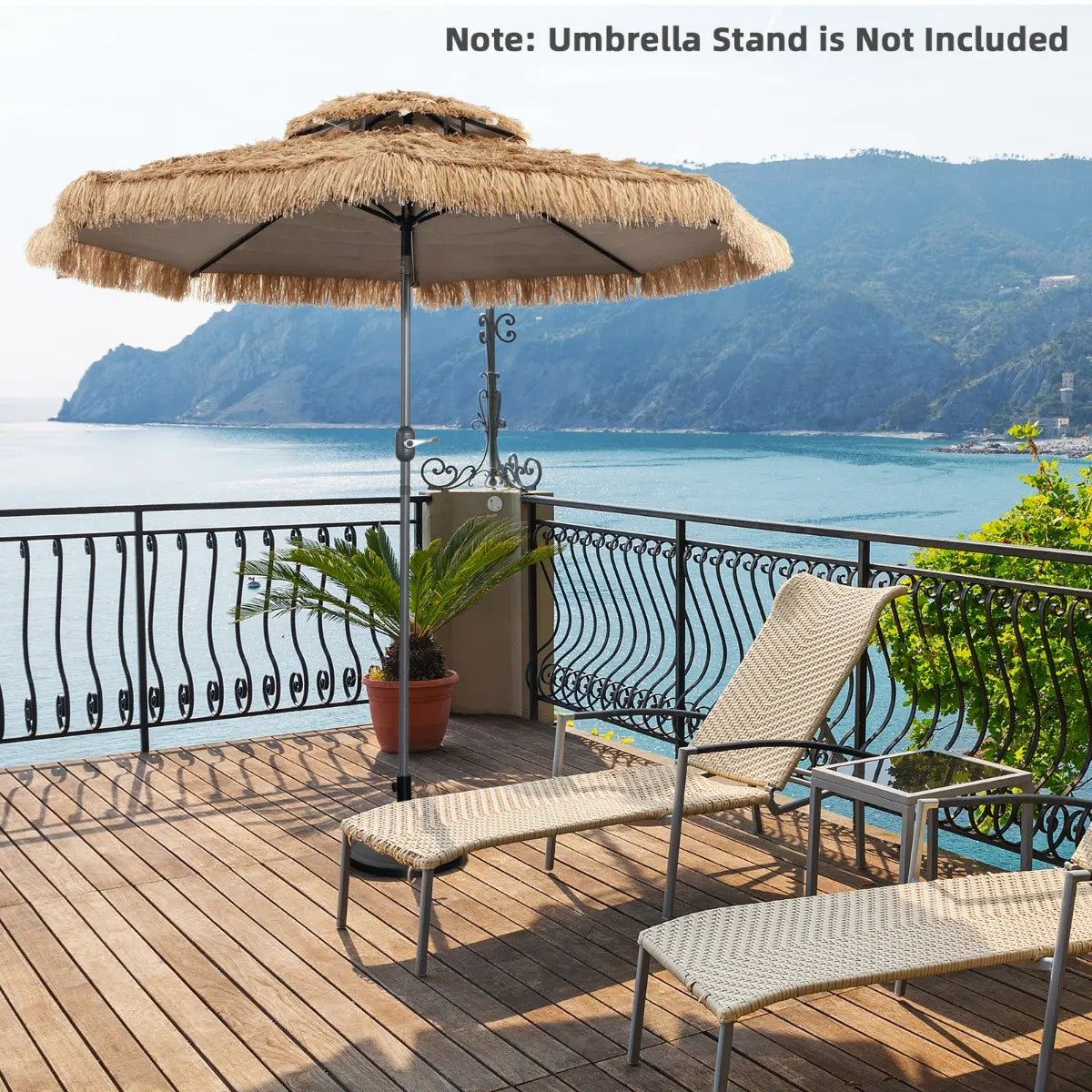3M Hula Thatched Patio Tiki Umbrella for Beach Backyard Poolside
