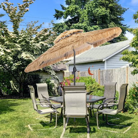 3M Hula Thatched Patio Tiki Umbrella for Beach Backyard Poolside