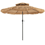 Straw Parasol with 8 Ribs for Pool Beach Yard 270 x 270 x 253 cm Light Brown